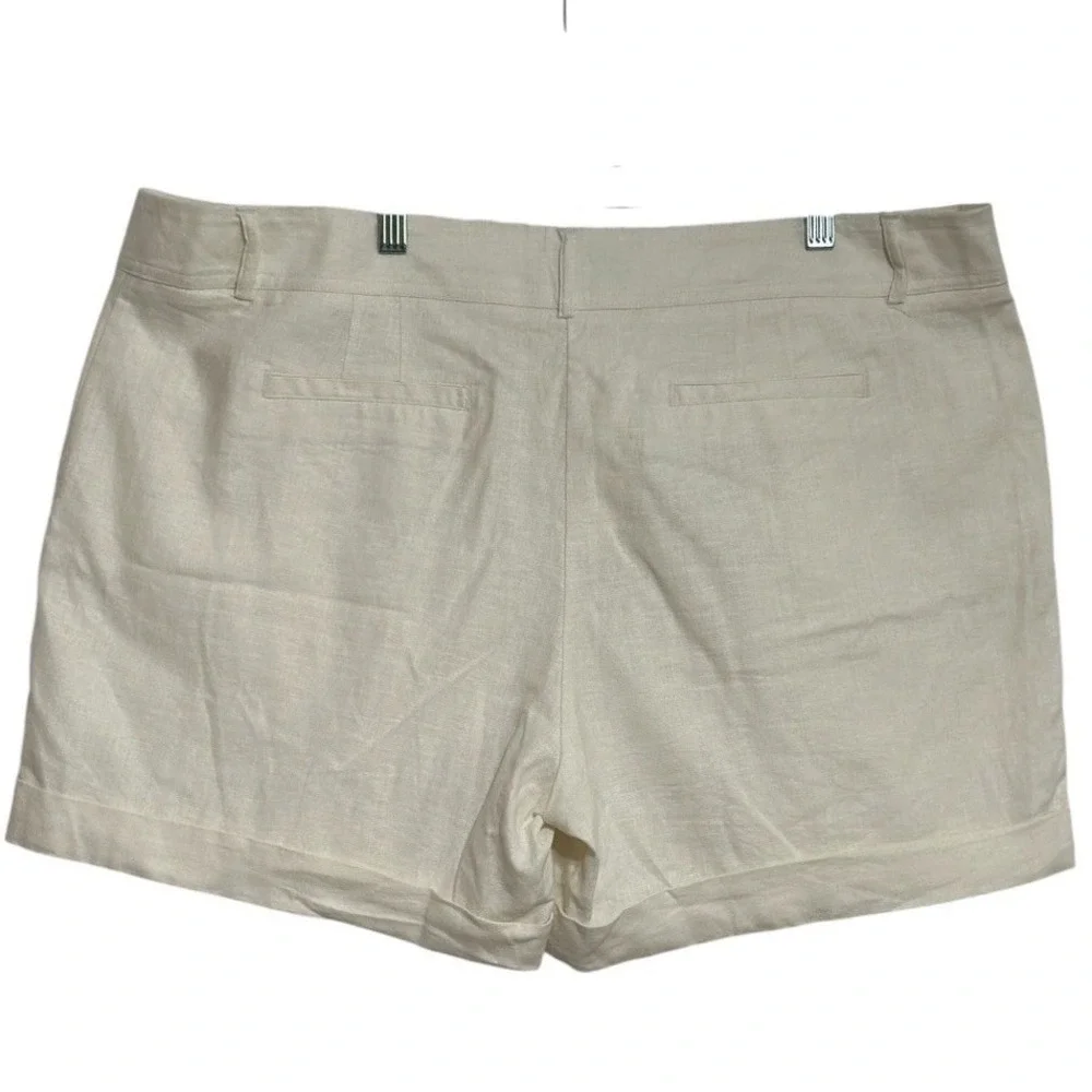 Apt 9 Torie Shorts Women Cream Linen Blend Cuffed Mid Rise Coastal Grandma 18